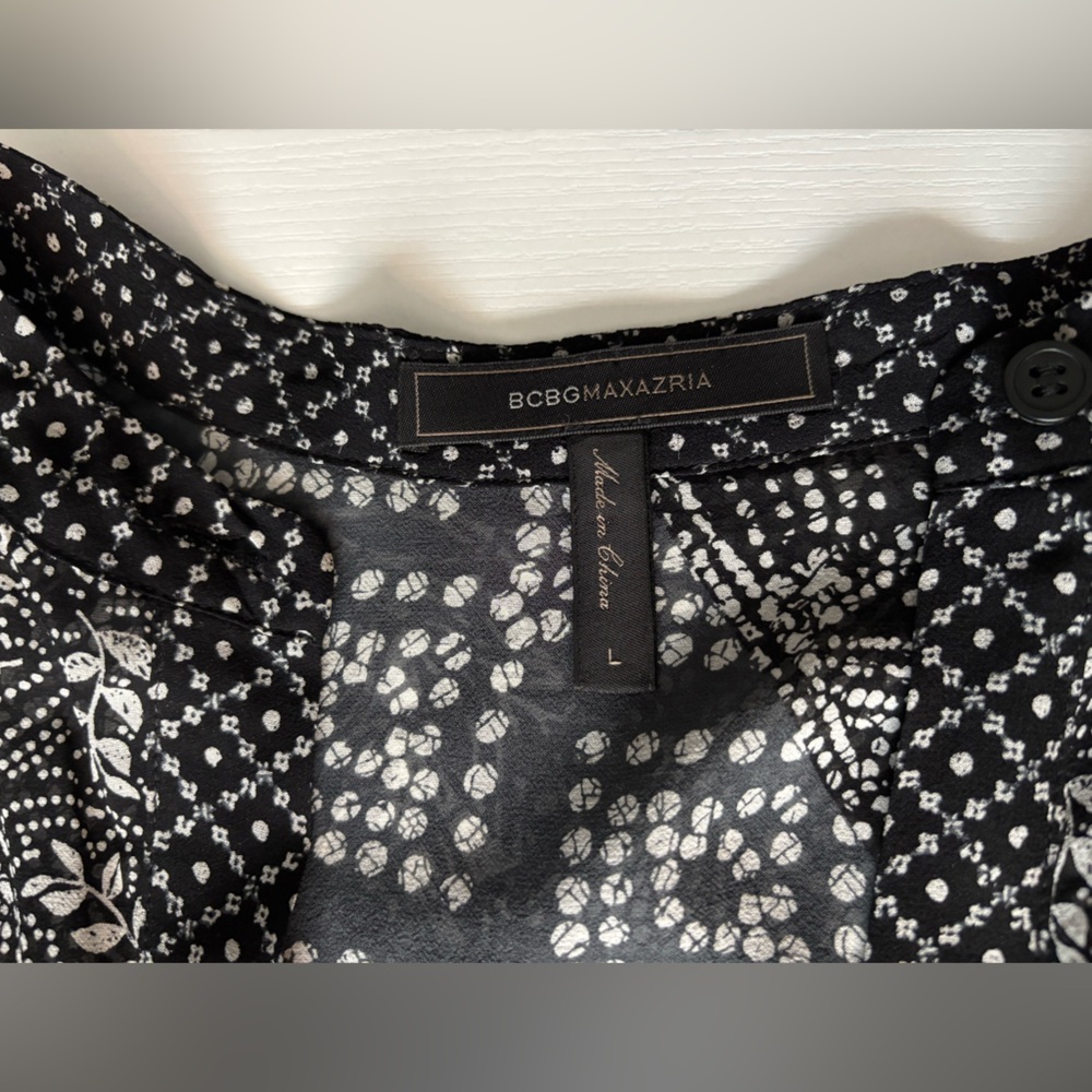 BCBG Black & White Kaftan Scarf Dress Size L - Picture 7 of 9